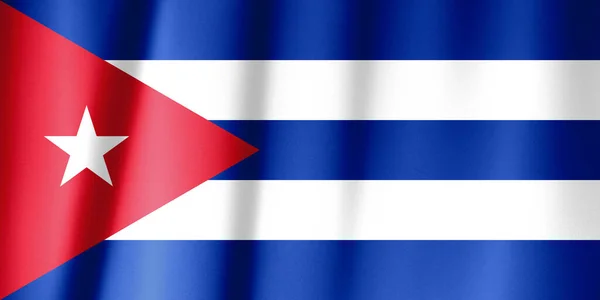Κουβανέζικη Σημαία Πάνω Μεταξωτή Κουρτίνα — Φωτογραφία Αρχείου