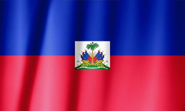 Haiti bayrağı dalgalandı. Bağımsızlık Günü için Ulusal Haiti Bayrağı.