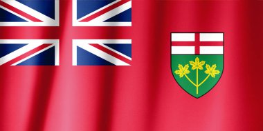 Kumaşın dalgalı yüzeyinde Ontario 'nun gerçekçi bayrağı