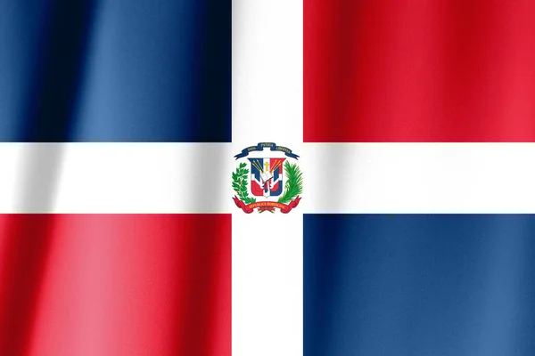 Dominikanska republikens flagga viftar i vinden — Stockfoto