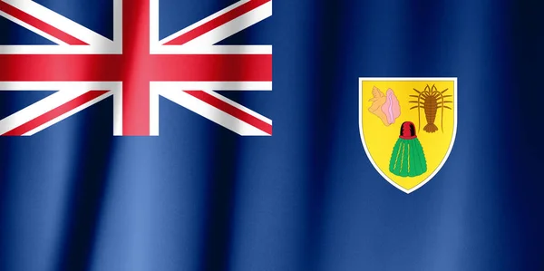 特克斯和凯科斯群岛旗帜飘扬在晴朗的蓝天上，闭合在一起，用裁剪路径掩蔽阿尔法通道透明度 — 图库照片