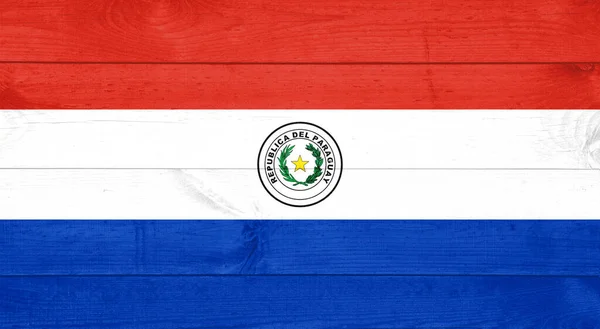 Tahta arka planda Paraguay bayrağı veya Paraguay bayrağı — Stok fotoğraf