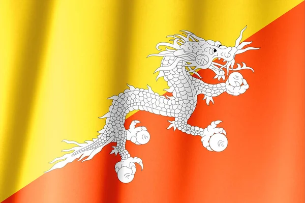 不丹的丝绸国旗 不丹丝织物旗 — 图库照片