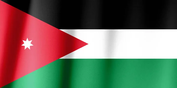 Mávající Jordanovou Vlajkou Příznak Skutečnou Texturu Tkaniny — Stock fotografie