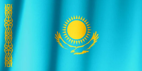 Kazakhstan Flag Pattern Fabric Texture Vintage Style — Stock Photo, Image