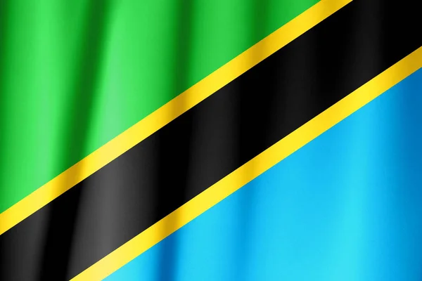 タンザニアの旗を振る フラグは 実際の生地のテクスチャ — ストック写真