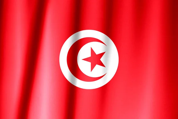 Vinka Tunisiens Flagga Flaggan Har Äkta Textur — Stockfoto