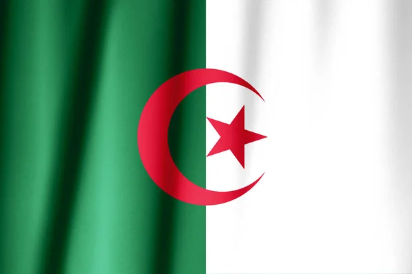 Närbild Silkeslen Algerisk Flagga — Stockfoto