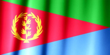 Kumaşın dalgalı yüzeyinde Eritre 'nin gerçekçi bayrağı. Bu bayrak tasarımda kullanılabilir.