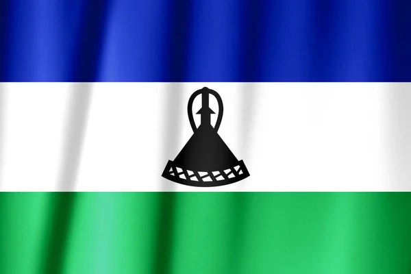 莱索托的丝绸国旗 莱索托丝织物旗 — 图库照片