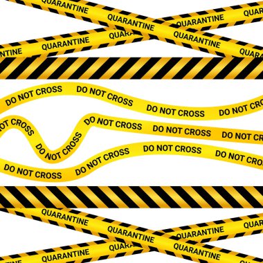 Illustration vector graphic of quarantine tape isolated on black background. warning sign of quarantine. clipart