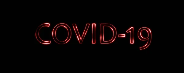 Siyah arkaplanda neon kırmızı harfler. Virüs 2020.