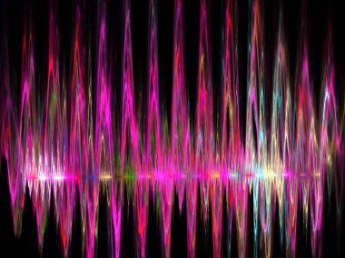 Gökyüzünde çok renkli parlak plazma ışınları, bilgisayar tarafından oluşturulan soyut arkaplan