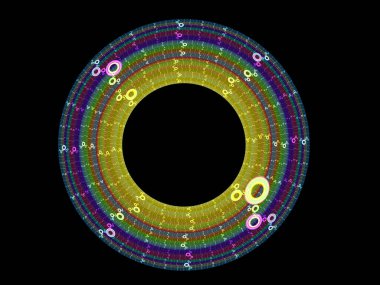 Renkli fraktal plazma küresi, kaotik plazma enerjisi dizileri.