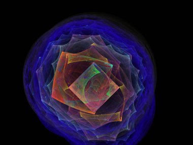 Renkli fraktal plazma küresi, kaotik plazma enerjisi dizileri.