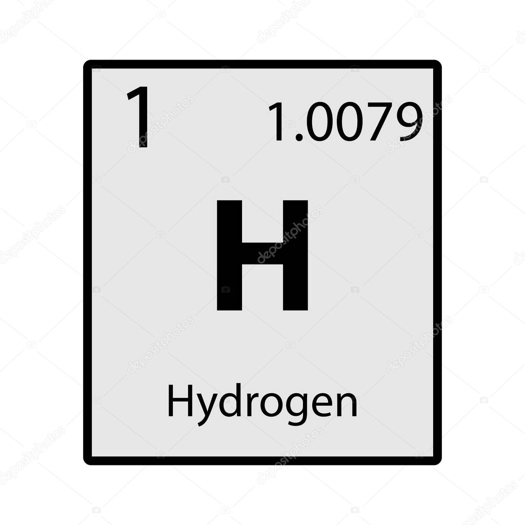 Hydrogen periodic table element gray icon on white background vector