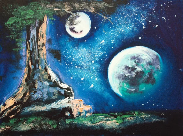 cosmic dream illusion place oil painting
