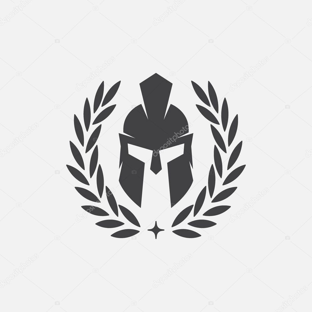 Gladiator helmet. Spartan helm icon vector