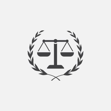 Adalet ikonu pulları, defne çelenkli hukuk firması logosu