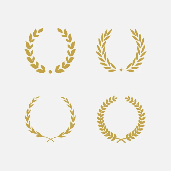 Set di icone in oro Laurel Corona Vettoriale — Vettoriale Stock