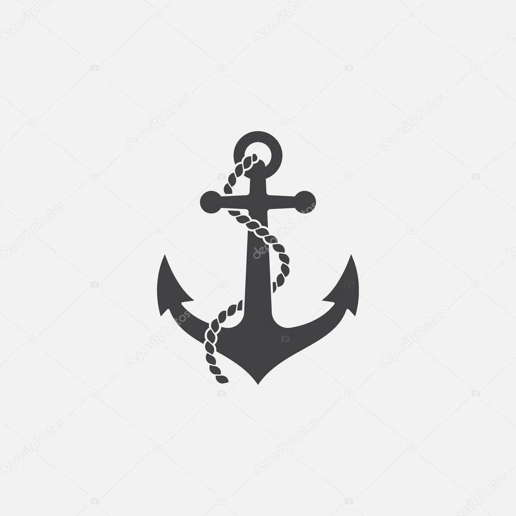 Anchor and rope vector logo icon, Nautical maritime, sea ocean boat illustration symbol, Anchor vector icon, Pirate Nautical maritime boat, Anchor icon, Simple vector icon