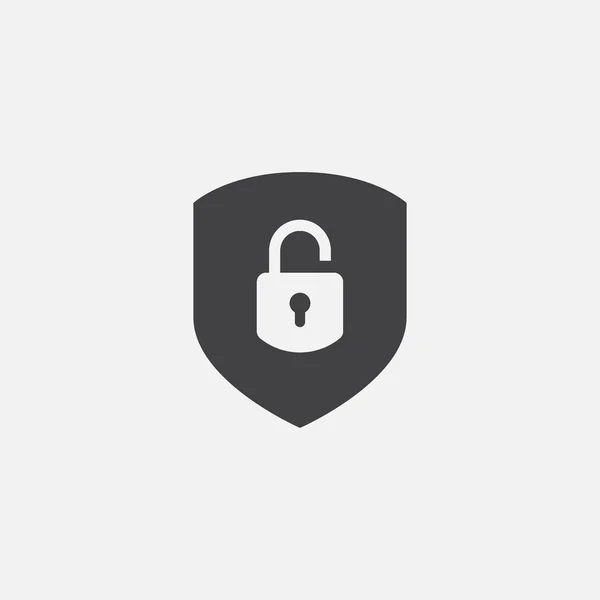 Shield Guard Lock Icon Vector Shield Padlock Solid Logo Illustration — Vetor de Stock