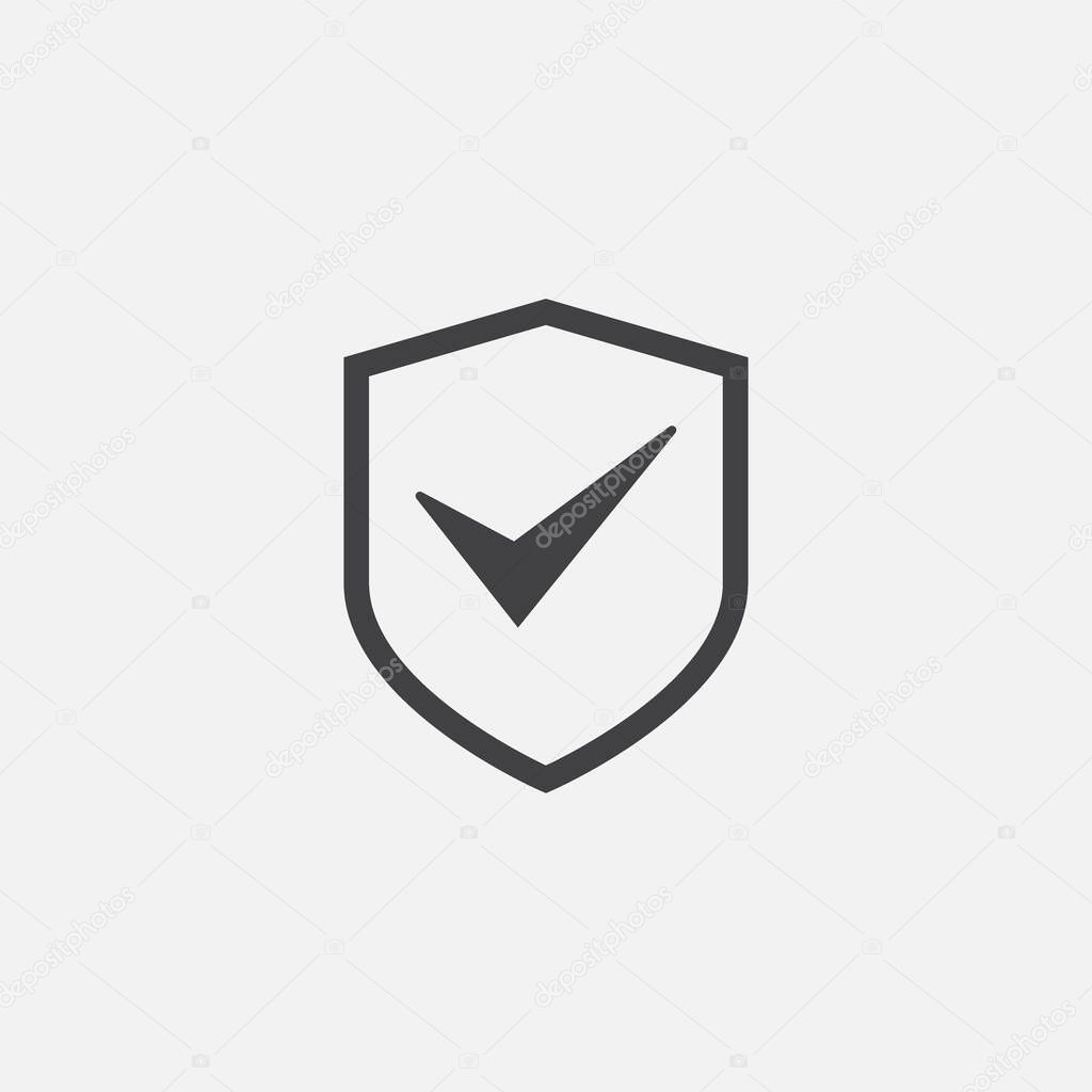 Shield, guard icon vector, shield with check mark linear logo illustration, Shield and check mark Line Icon in trendy style, Shield icon vector, Safe and protect logo design icon