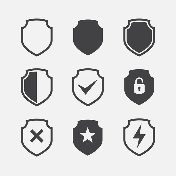 Simple Security Icon Set Shield Icon Set Vector Simple Shield — Stock Vector