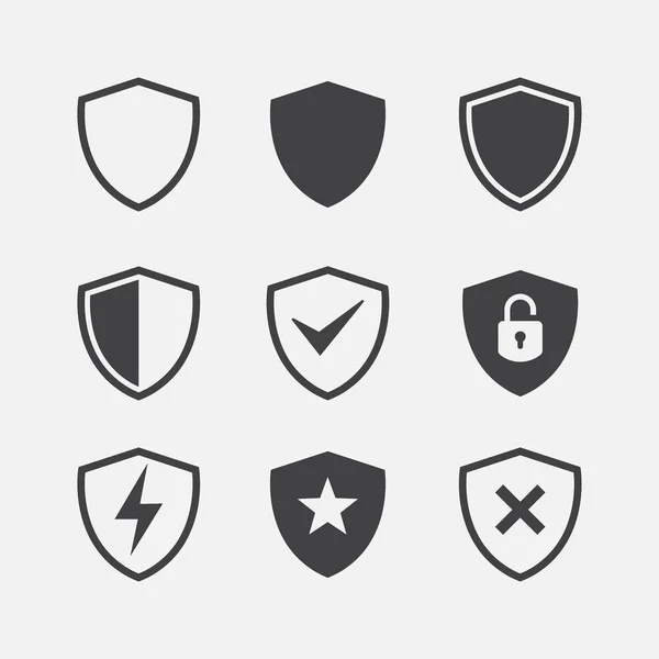 Juego Iconos Seguridad Simple Juego Iconos Escudo Conjunto Iconos Escudo — Archivo Imágenes Vectoriales