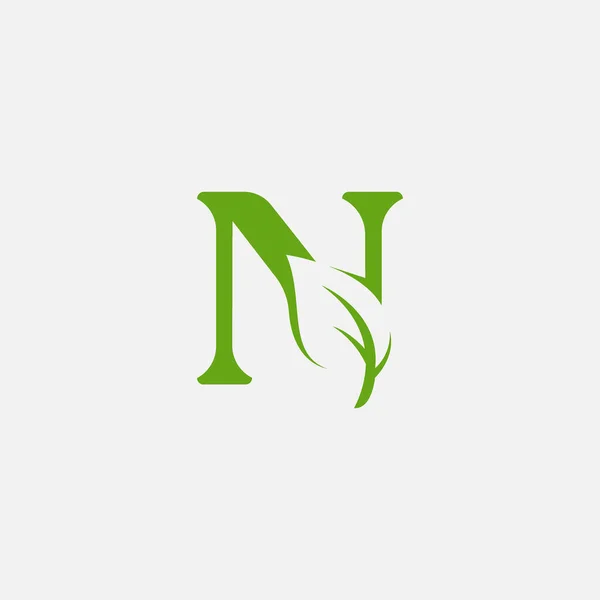 녹색 잎 문자 벡터, 에코 알파벳 삽화 — 스톡 벡터