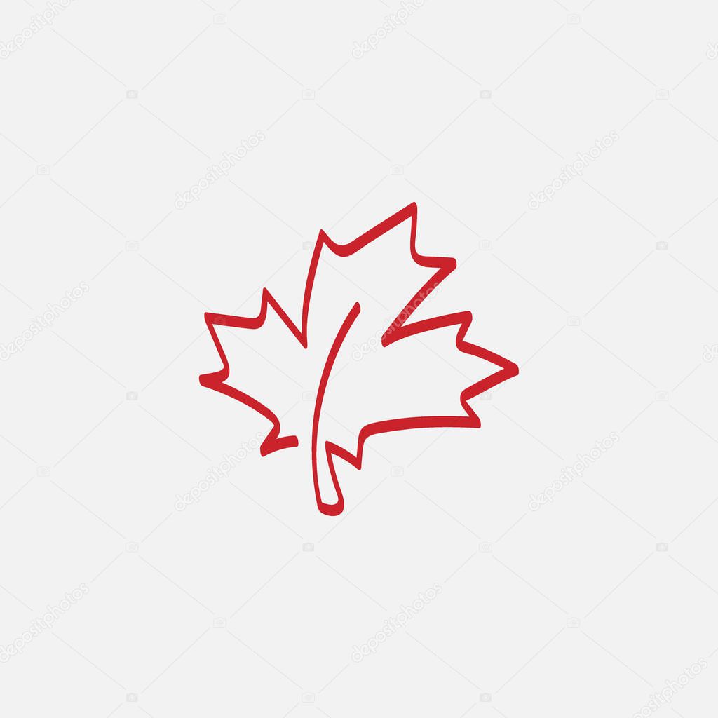 Autumn leaf canadian linear icon vector, maple leaf 