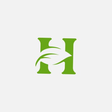 Green Leaves harf vektörü, eko alfabe illüstrasyonu
