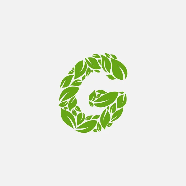 Groene bladeren letter vector, eco Alfabet illustratie — Stockvector