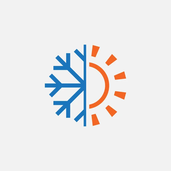 Sıcak ve soğuk Logo Tasarım Şablonu, Isıtma ve Soğutma simgesi, güneş ve kar tanesi ikonu vektörü, sıcak, soğuk, Element, kış, kondisyon