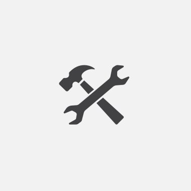 Anahtar ve çekiç araçları simgesi vektörü