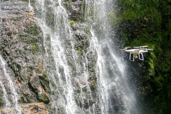 Drone Vliegen Buurt Van Golondrinas Watervallen Wandelen Het Beschermde Natuurgebied — Stockfoto