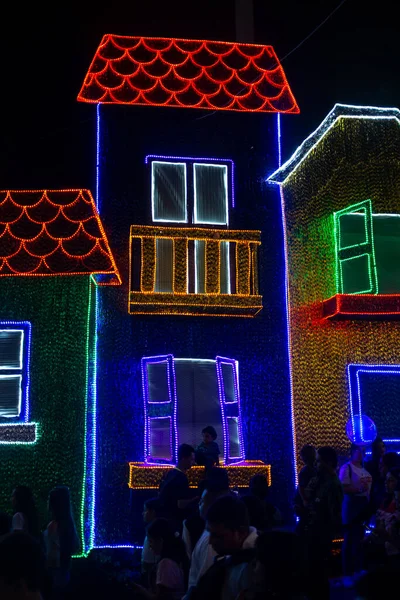 Medellin Antioquia Colombia January 2020 Illuminated Village Medellin Holidays Light — стокове фото