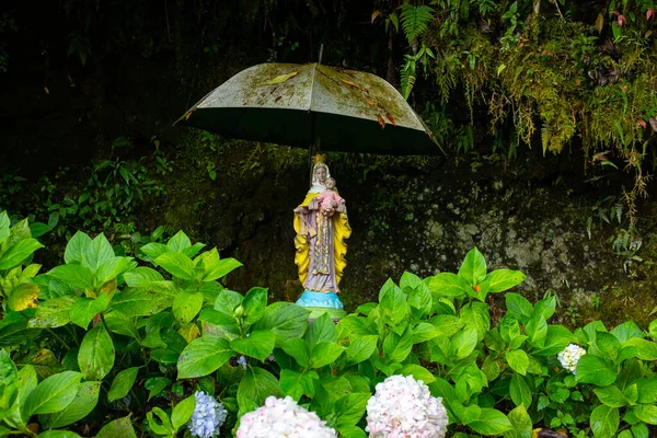 Jardin Antioquia Colombia November 2019 Statue Virgin Umbrella Top Surrounded — стокове фото