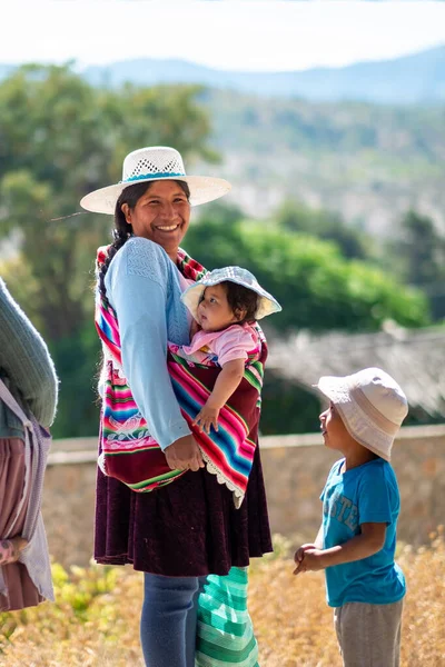 Mizque Cochabamba Bolivia May 2018 Indigenous Woman Typical Dress Hat — Stock Photo, Image