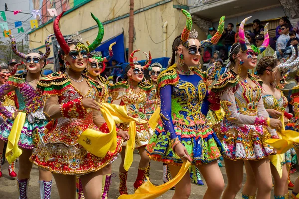 Oruro Oruro Bolívie Února 2018 Typická Folklorní Bolivijská Taneční Skupina — Stock fotografie