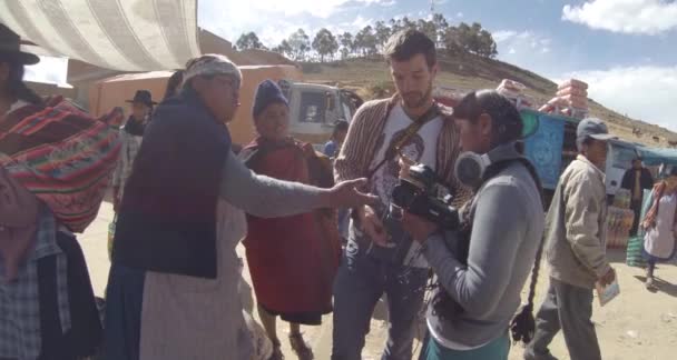 Tarabuco Chuquisaca Bolivya Haziran 2013 Yerel Özellikleri Giysileri Olan Kahverengi — Stok video