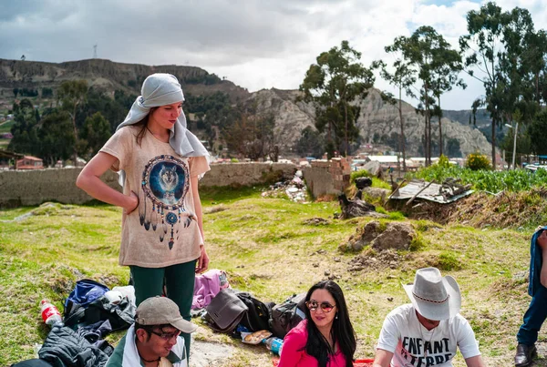Achocalla Paz Bolivia Octubre 2016 Joven Mujer Caucásica Con Una — Foto de Stock