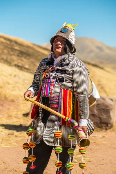 Tiwanaku Paz Bolivia Septiembre 2016 Joven Indígena Aymara Tradicional Ropa — Foto de Stock