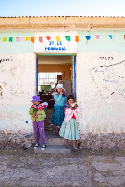 Jesus Machaca Paz Bolivia July 2016 Indigenous Aymara Cholitas Girls — Stock Photo, Image