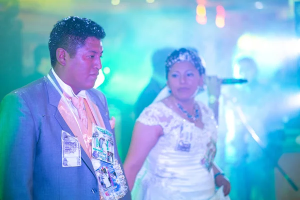 Alto Paz Bolivia July 2015 Couple Aymara Indigenous Bride Groom — Stock Photo, Image