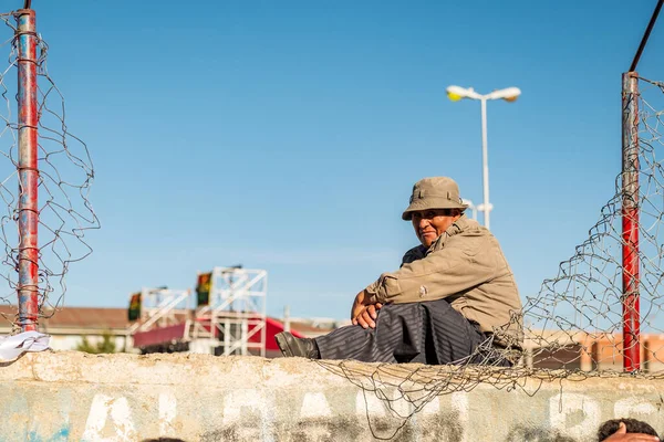 Alto Paz Bolivia July 2015 Old Aymara Indigenous Man Cap — Stock Photo, Image