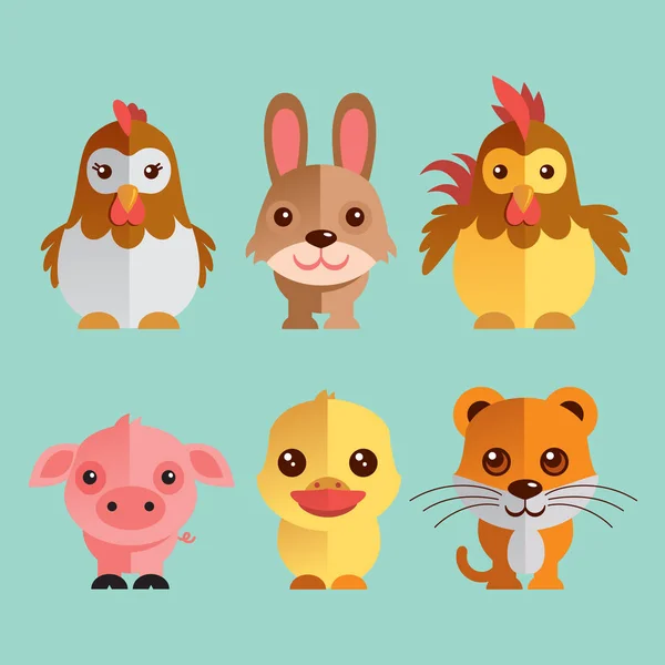 Conjunto de vetores de animais desenhos animados bonitos e engraçados Vetores De Stock Royalty-Free