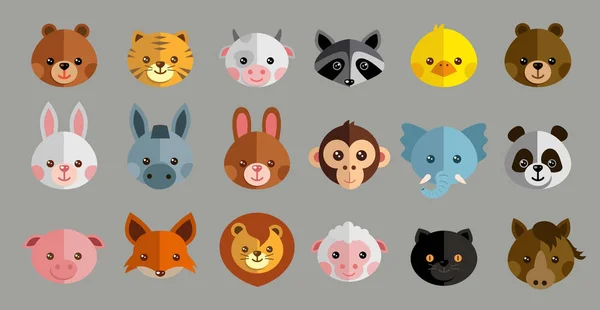 NOVO! Conjunto de vetores animais de desenhos animados engraçados e bonitos Gráficos De Vetores