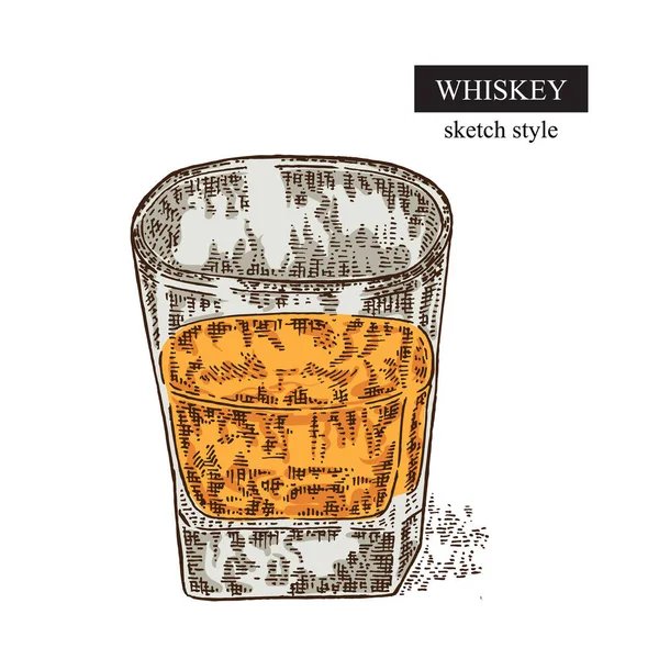 Whiskey italt. Kézzel készített üveg whiskey-t. Vektoros illusztráció — Stock Vector