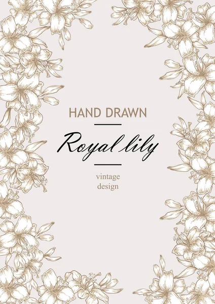 Vintage karty. Royal lily vektorové ilustrace. Květinové pozadí — Stockový vektor